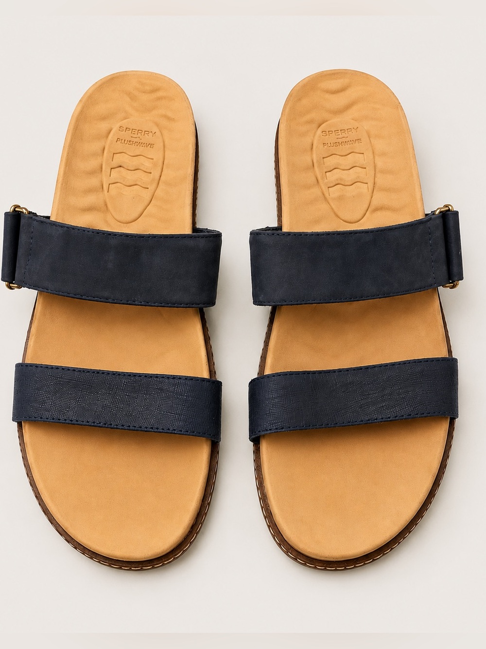 Sperry Plushwave Leather Slide Sandals Women’s Size 12 Navy Comfort Slides